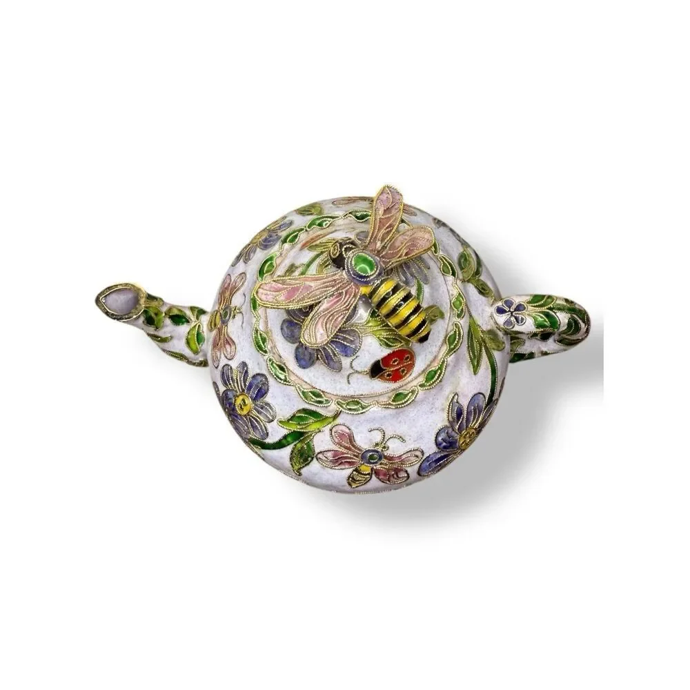 Vintage Cloisonne Enamel Bumblebee Teapot & Vase Decorative‎ Collectibles